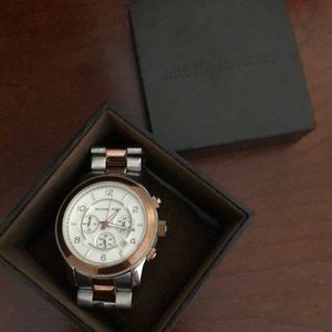 Michael Kors silver/rose gold oversized watch